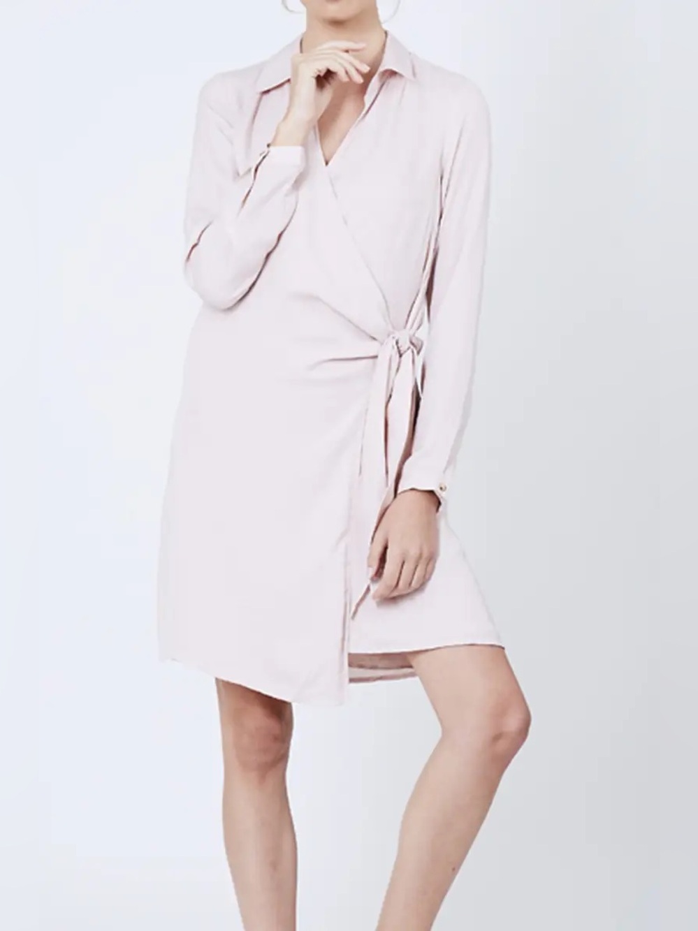 Wrap Shirt Dress in Mauve Blush - Picture 1 of 11